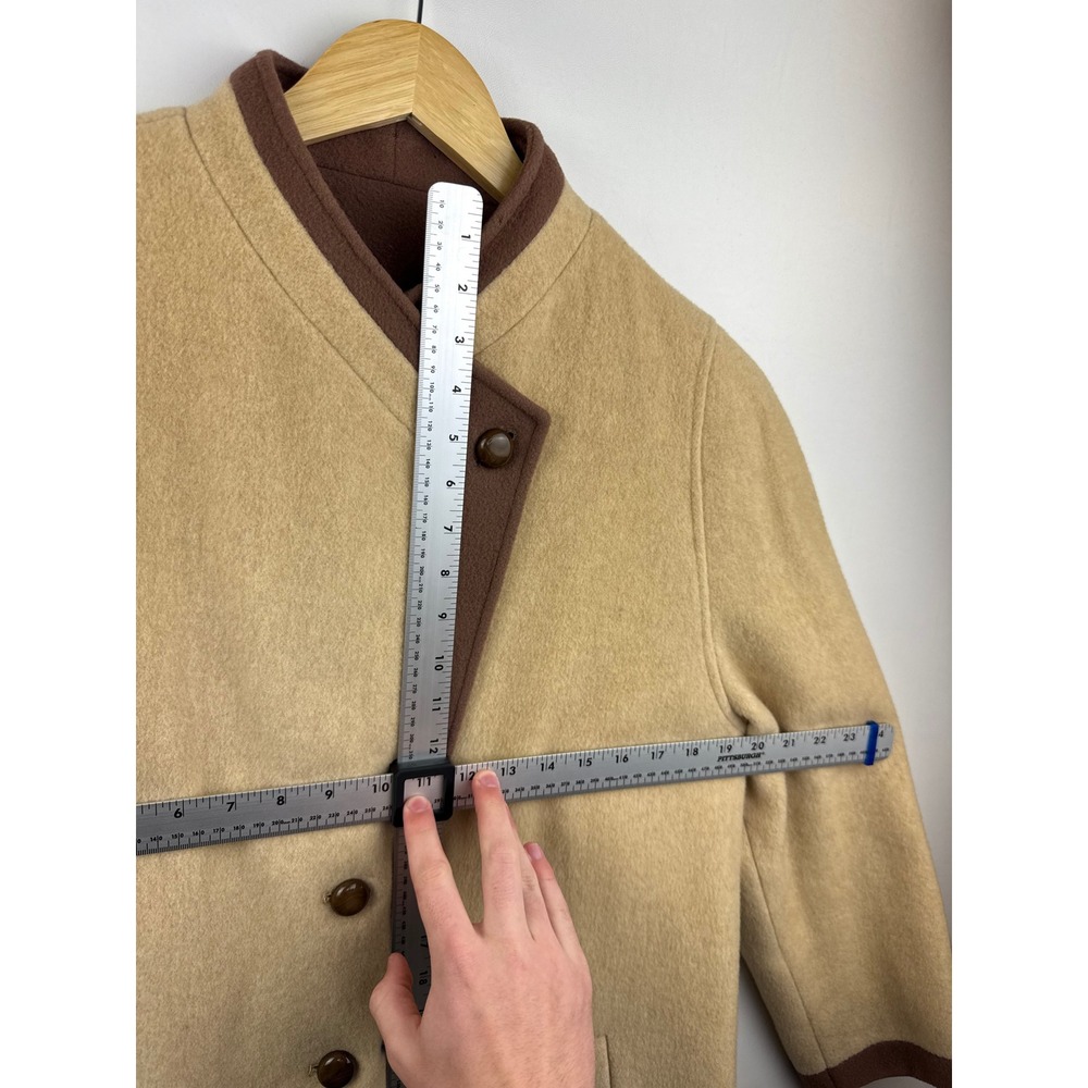 Fashionbilt Casuals Vintage 100% Pure Wool Button Coat Tan Brown - Picture 6 of 8